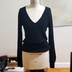 Express Sweaters | V-Neck Sweater | Color: Black | Size: S (M)